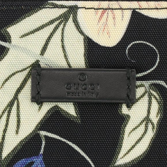 Gucci RARE Kris Knight Black Flora Print Canvas Zip Clutch - Picture 3 of 9
